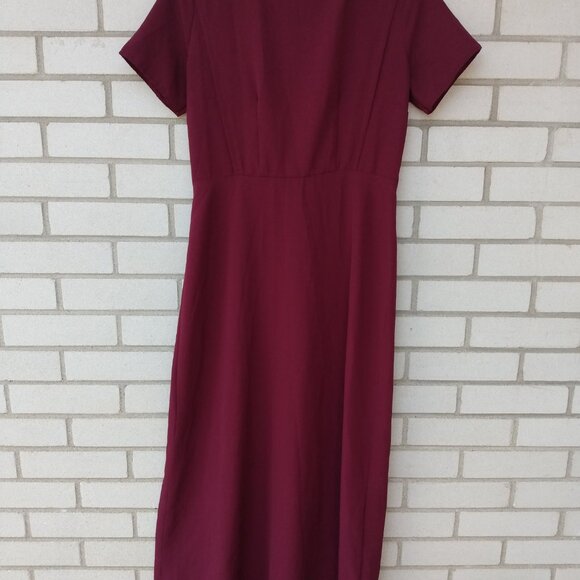 Amish Mennonite Cape Dress 37" B 29.75" W Handmade Modest Burgundy Lightweight - Picture 2 of 8